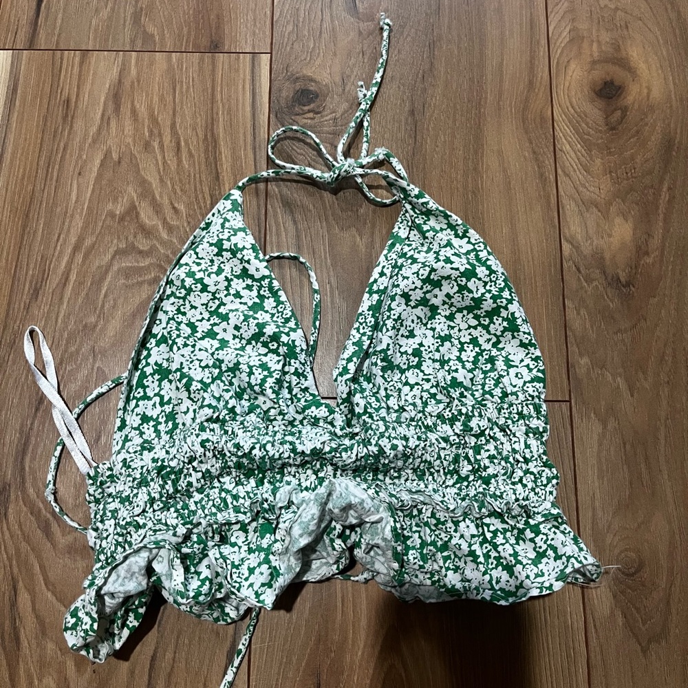tie green floral top